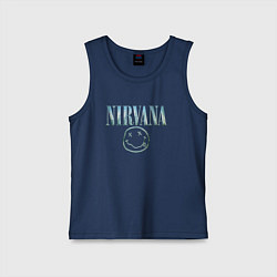 Майка детская хлопок Nirvana - смайлик, цвет: тёмно-синий