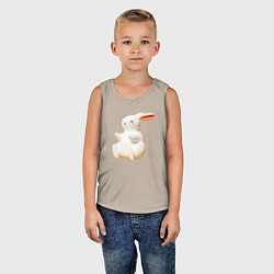 Майка детская хлопок Объемный белый заяц, цвет: миндальный — фото 2