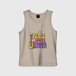 Детская майка Мир любовь и музыка