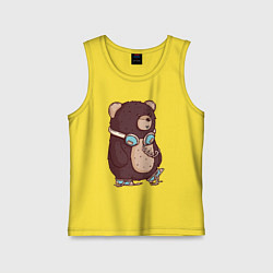 Майка детская хлопок Walking bear, цвет: желтый