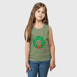 Майка детская хлопок Рождественский венок с оленем, цвет: авокадо — фото 2