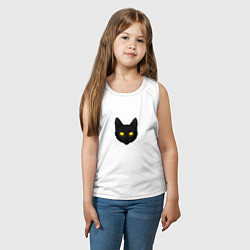 Майка детская хлопок Черный кот с сияющим взглядом, цвет: белый — фото 2