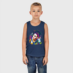 Майка детская хлопок Портрет Джонни Деппа полигональный, цвет: тёмно-синий — фото 2