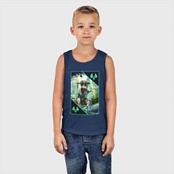 Майка детская хлопок Скарамучча анемо странник, цвет: тёмно-синий — фото 2