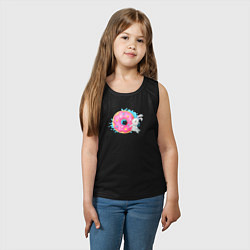 Майка детская хлопок Серый зайчик розовым пончиком, цвет: черный — фото 2