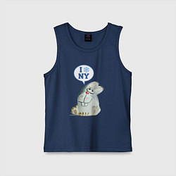 Майка детская хлопок Заяц-ёлочная игрушка, цвет: тёмно-синий