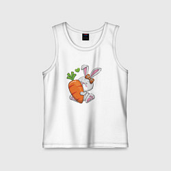 Майка детская хлопок Зайка с большой морковкой, цвет: белый