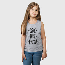 Майка детская хлопок Love hope faith, цвет: меланж — фото 2