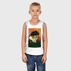 Майка детская хлопок Кот Ван Гога портрет с отрезанным ухом - пародия, цвет: белый — фото 2
