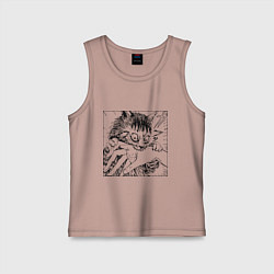 Детская майка Crazy cat - кот кусает руку