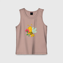 Майка детская хлопок Мультяшная летняя пчелка, цвет: пыльно-розовый