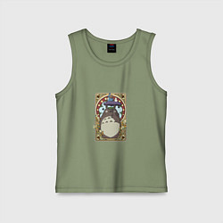 Майка детская хлопок Totoro card, цвет: авокадо