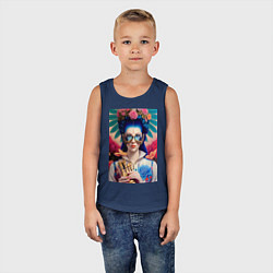 Майка детская хлопок Алиса в стране чудес, цвет: тёмно-синий — фото 2