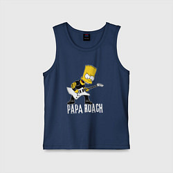 Майка детская хлопок Papa Roach Барт Симпсон рокер, цвет: тёмно-синий