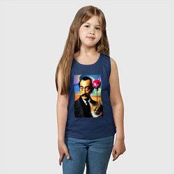 Майка детская хлопок Salvador Dali and cat, цвет: тёмно-синий — фото 2