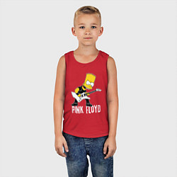 Майка детская хлопок Pink Floyd Барт Симпсон рокер, цвет: красный — фото 2