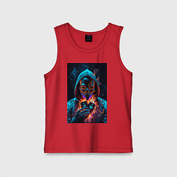 Майка детская хлопок Череп и игра в карты, цвет: красный