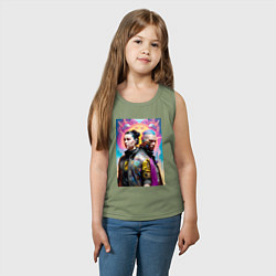 Майка детская хлопок Girl with a guy - cyberpunk, цвет: авокадо — фото 2