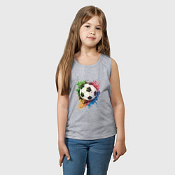 Майка детская хлопок Яркий футбольный мяч, цвет: меланж — фото 2