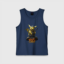 Детская майка Пикачу рокер с гитарой