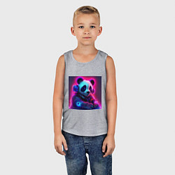 Майка детская хлопок Диджей панда в свете неона, цвет: меланж — фото 2