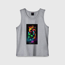 Майка детская хлопок Цветной тетрис, цвет: меланж