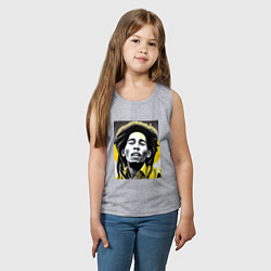 Майка детская хлопок Bob Marley Digital Art, цвет: меланж — фото 2