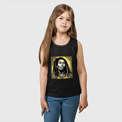Майка детская хлопок Прекрасный Граффити Портрет Боб Марли, цвет: черный — фото 2