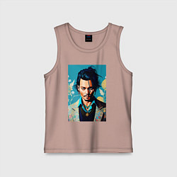 Майка детская хлопок Джонни Депп - суровый взгляд, цвет: пыльно-розовый