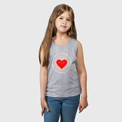 Майка детская хлопок Красное сердце с серым фоном, цвет: меланж — фото 2