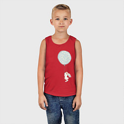 Майка детская хлопок Милый кролик с шариком в цветочек, цвет: красный — фото 2