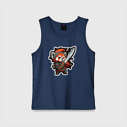 Майка детская хлопок Красная панда воин, цвет: тёмно-синий