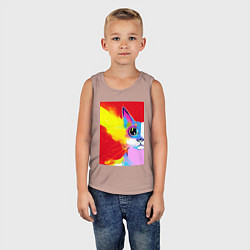 Майка детская хлопок Эскиз кошки, цвет: пыльно-розовый — фото 2