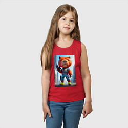 Майка детская хлопок Крутой кроха капибара - киберпанк - нейросеть, цвет: красный — фото 2