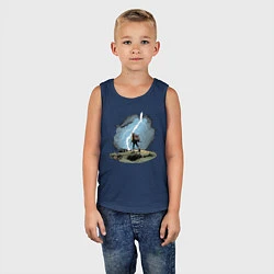 Майка детская хлопок Дурак на холме ловит молнию, цвет: тёмно-синий — фото 2