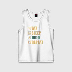 Майка детская хлопок Eat sleep judo, цвет: белый