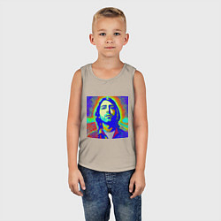 Майка детская хлопок Kurt Cobain Glitch Art, цвет: миндальный — фото 2
