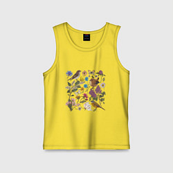 Майка детская хлопок Цветение и птички, цвет: желтый