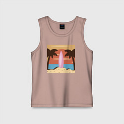 Майка детская хлопок Летний отдых на пляже, цвет: пыльно-розовый