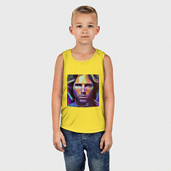 Майка детская хлопок Jim Morrison neon portrait art, цвет: желтый — фото 2