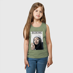 Майка детская хлопок Джису блэкпинк, цвет: авокадо — фото 2