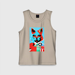 Детская майка Морда лисы - поп-арт - нейросеть