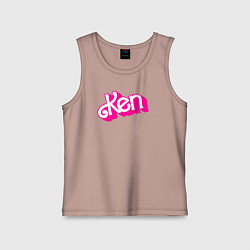 Майка детская хлопок Логотип розовый Кен, цвет: пыльно-розовый