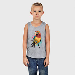 Майка детская хлопок Акварельный попугай, цвет: меланж — фото 2