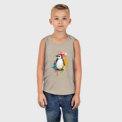 Майка детская хлопок Красочный пингвин, цвет: миндальный — фото 2