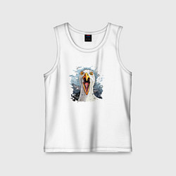 Майка детская хлопок Чайка орет - морской принт, цвет: белый