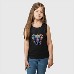 Майка детская хлопок Красочный слон в очках, цвет: черный — фото 2