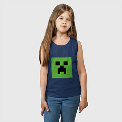 Майка детская хлопок Minecraft creeper face, цвет: тёмно-синий — фото 2