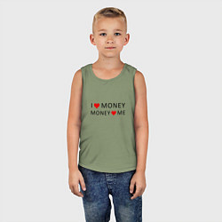 Майка детская хлопок Надпись Я люблю деньги деньги любят меня, цвет: авокадо — фото 2