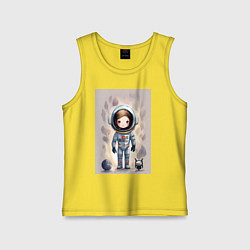 Майка детская хлопок Милый маленький космонавт - нейросеть, цвет: желтый